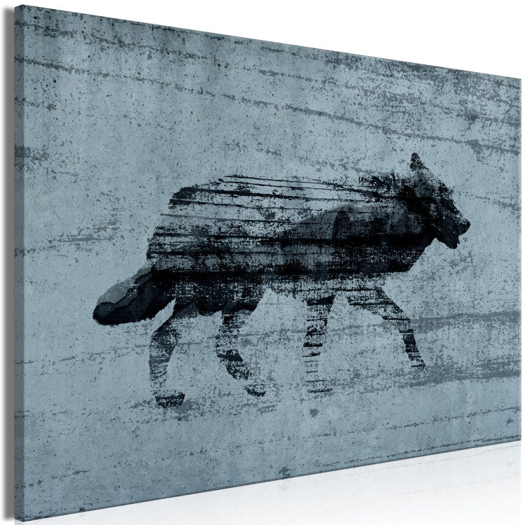 Quadro Figura lupo - animale strisciante su uno sfondo grigio-blu 134851 additionalImage 2