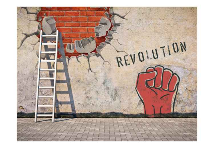 Carta da parati Mano della Rivoluzione - murale urbano con pugno in stile street art 60751 additionalImage 1