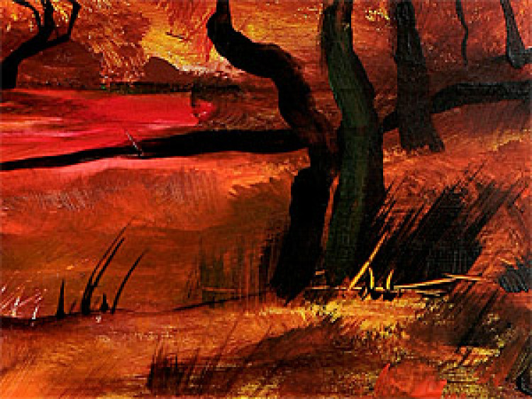 Quadro su tela Savana africana - tramonto pieno di colori caldi - Paesaggi  - Etnici e africani - Quadri