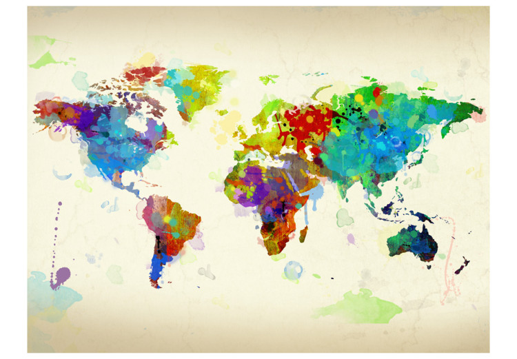 Carta da parati moderna Paint splashes map of the World 97091 additionalImage 1