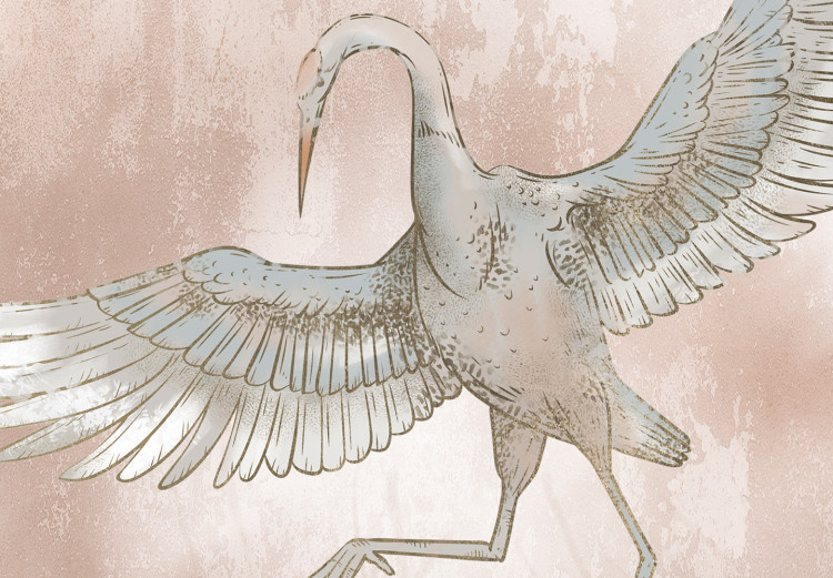 Carta da parati moderna Aironi danzanti - disegno rappresentante uccelli in posa dinamica su uno sfondo astratto in tonalità del rosa cipria 138402 additionalImage 4