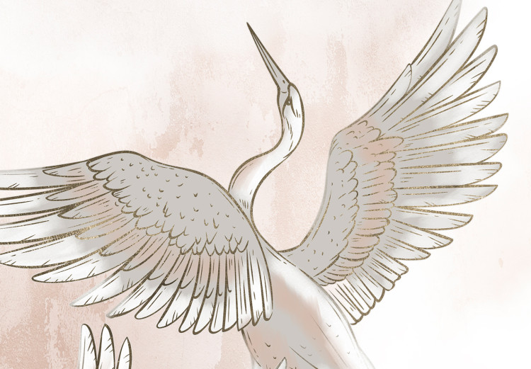 Carta da parati moderna Aironi danzanti - disegno rappresentante uccelli in posa dinamica su uno sfondo astratto in tonalità del rosa cipria 138402 additionalImage 3