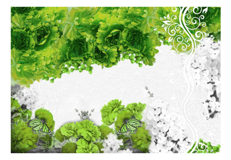 Carta da parati Colori di Primavera Verde - Natura con piante e farfalle 60742 additionalImage 1