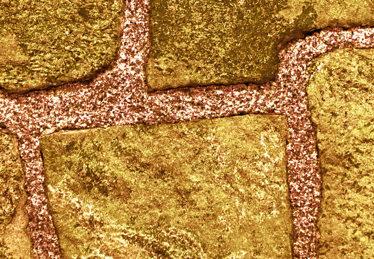 Carta da parati moderna Elementi dorati - sfondo irregolare di blocchi di pietra 94242 additionalImage 4