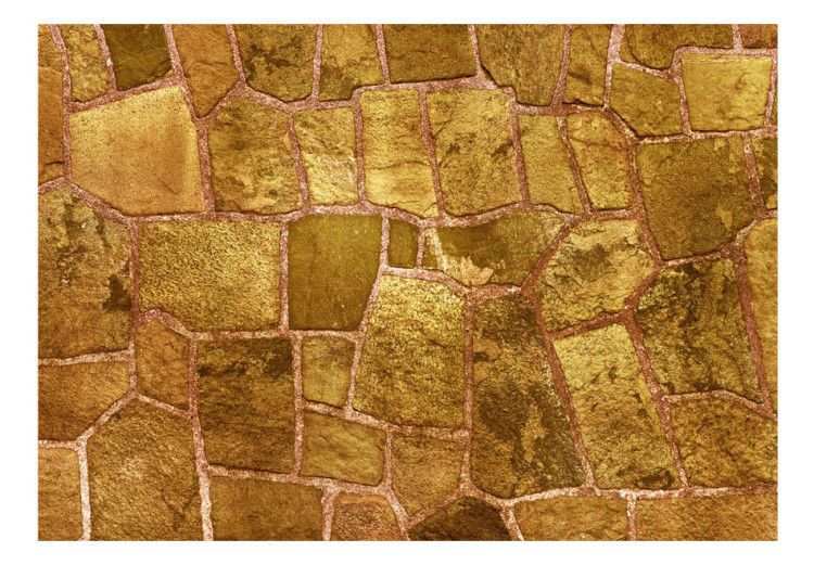 Carta da parati moderna Elementi dorati - sfondo irregolare di blocchi di pietra 94242 additionalImage 1