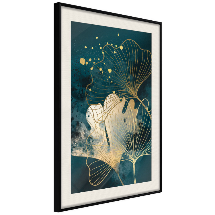 Poster murale Nature in Abstraction - Golden Ginkgo Leaves and Turquoise Watercolors 145103 additionalImage 6