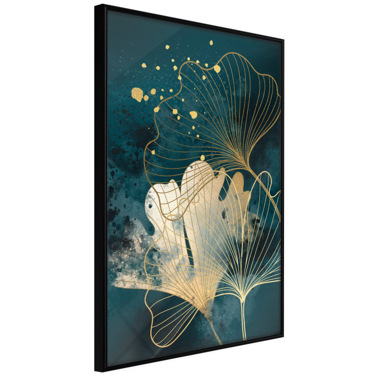Poster murale Nature in Abstraction - Golden Ginkgo Leaves and Turquoise Watercolors 145103 additionalImage 7