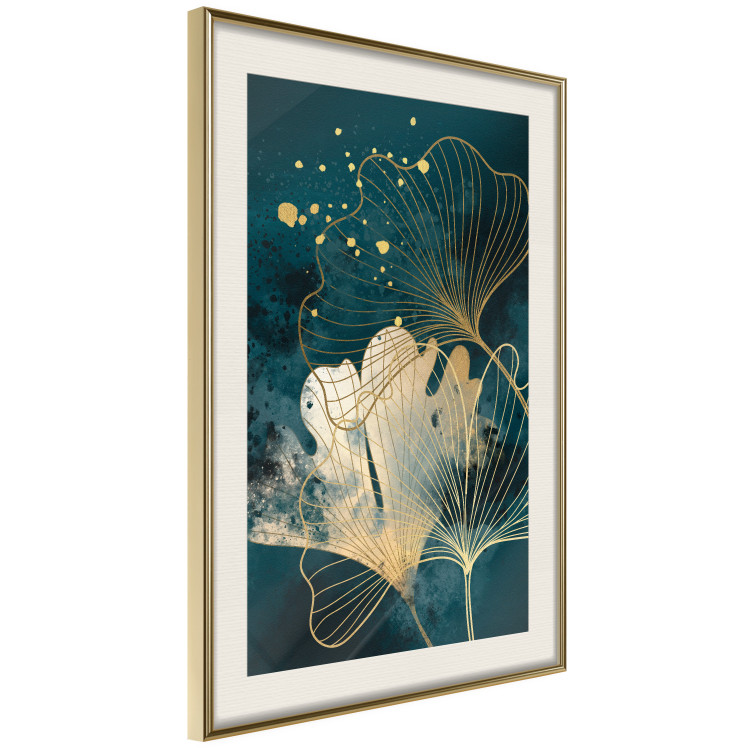 Poster murale Nature in Abstraction - Golden Ginkgo Leaves and Turquoise Watercolors 145103 additionalImage 19