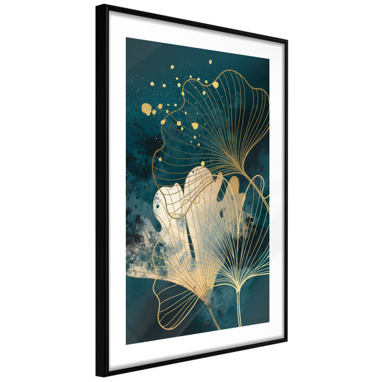 Poster murale Nature in Abstraction - Golden Ginkgo Leaves and Turquoise Watercolors 145103 additionalImage 9