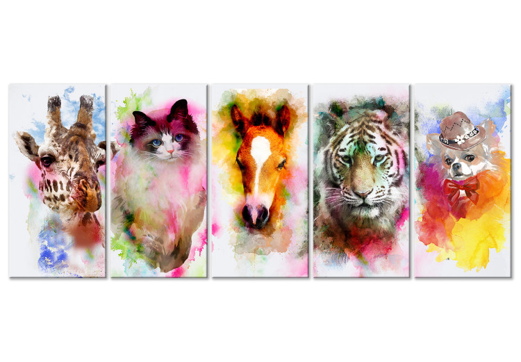 Quadro Watercolour Animals (5 Parts) Narrow 108223