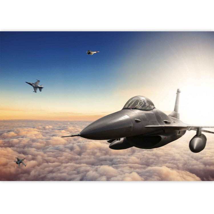 Carta da parati Caccia F16 - paesaggio con aereo su sfondo di cielo azzurro con nuvole 97023 additionalImage 3