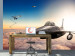 Carta da parati Caccia F16 - paesaggio con aereo su sfondo di cielo azzurro con nuvole 97023