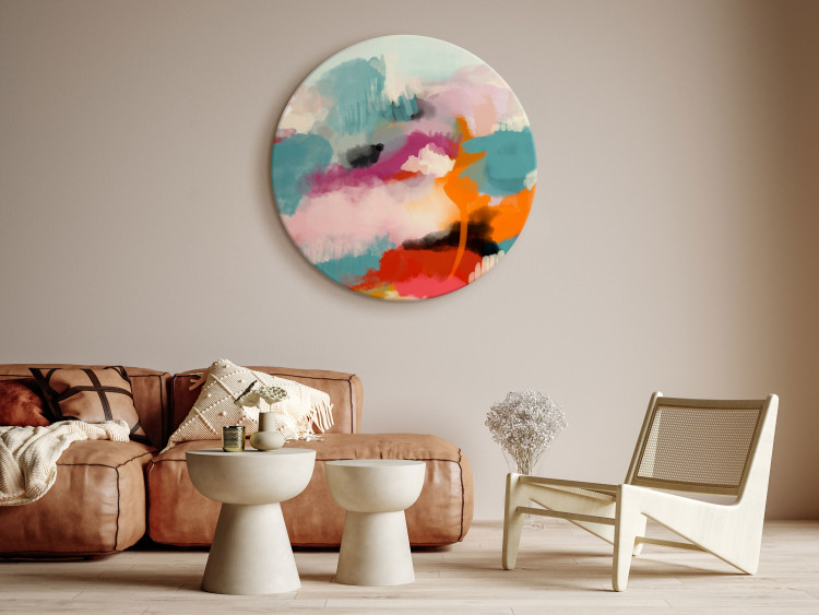 Quadro rotondo Abstract Dream - Splashes of Vivid Colors Creating a Fairy-Tale Landscape 148663 additionalImage 3