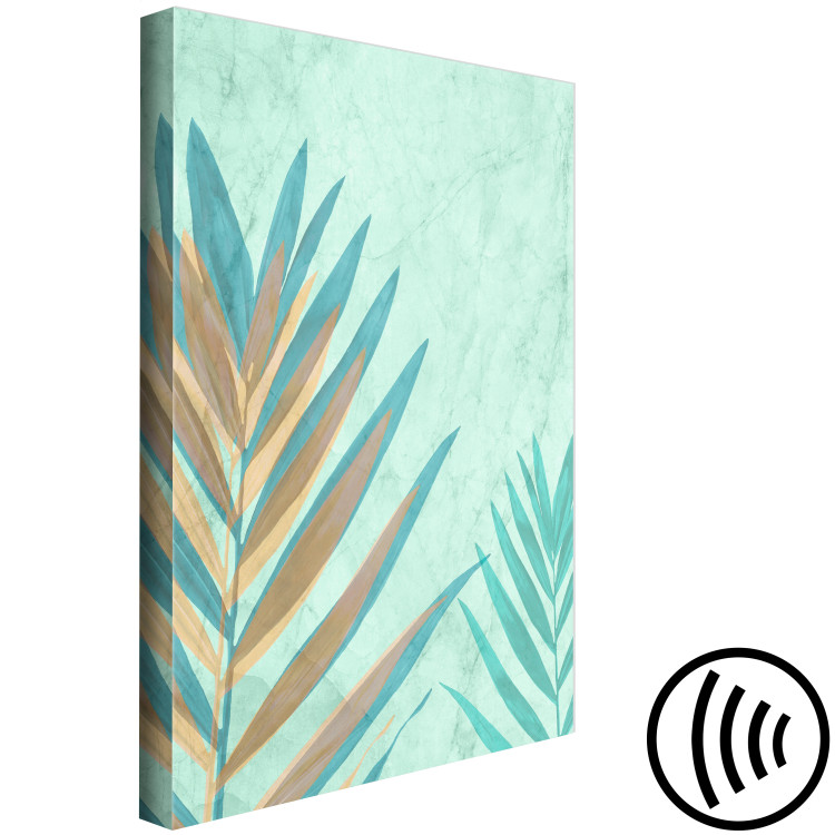 Quadro Foglia di palma colorata - tema vegetale esotico su uno sfondo verde 127583 additionalImage 6