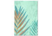 Quadro Foglia di palma colorata - tema vegetale esotico su uno sfondo verde 127583
