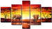 Quadro moderno Elefanti africani - animali della savana al tramonto 49454