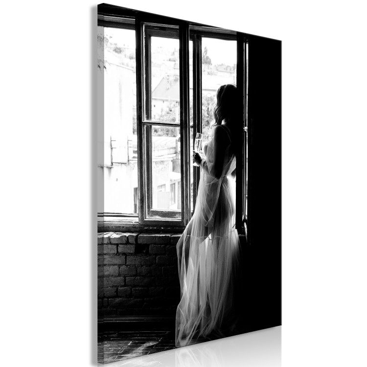 Quadro Una donna con champagne - foto in bianco e nero con una silhouette -  Donne - Gente - Quadri