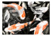 Carta da parati moderna Animali asiatici - giapponesi pesci Koi nell'acqua su sfondo nero 138245 additionalThumb 1