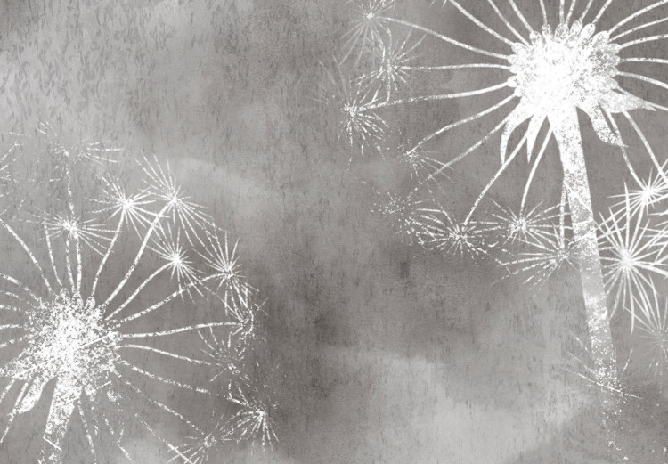 Carta da parati moderna Soffioni e vento - fiori su sfondo irregolare in grigio 143545 additionalImage 3