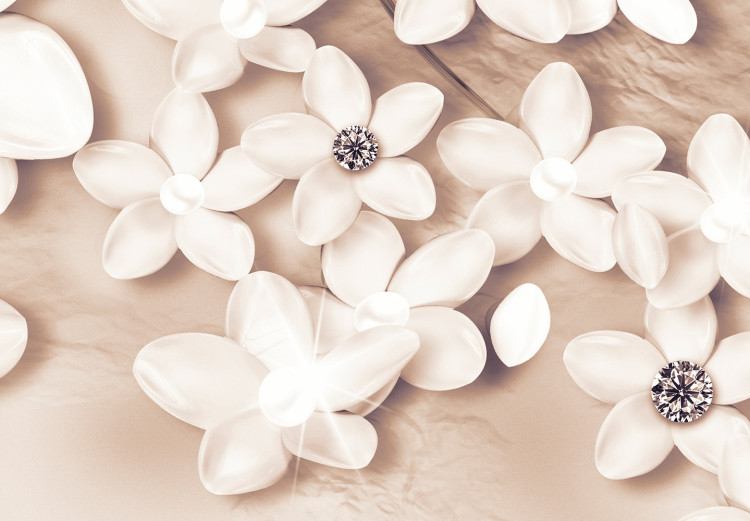 Carta da parati Genealogia di eleganza - fiori di anemone con perle e diamanti su un albero astratto 136095 additionalImage 4