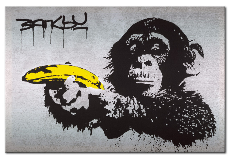 Stampa foto su acrilico Stop or the monkey will shoot! (Banksy) [Glass] 150995 additionalImage 2