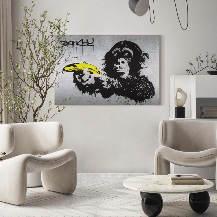 Stampa foto su acrilico Stop or the monkey will shoot! (Banksy) [Glass] 150995 additionalImage 3