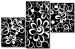 Quadro su tela Vegetazione in bianco e nero (3 parti) - motivo floreale con disegni 46826