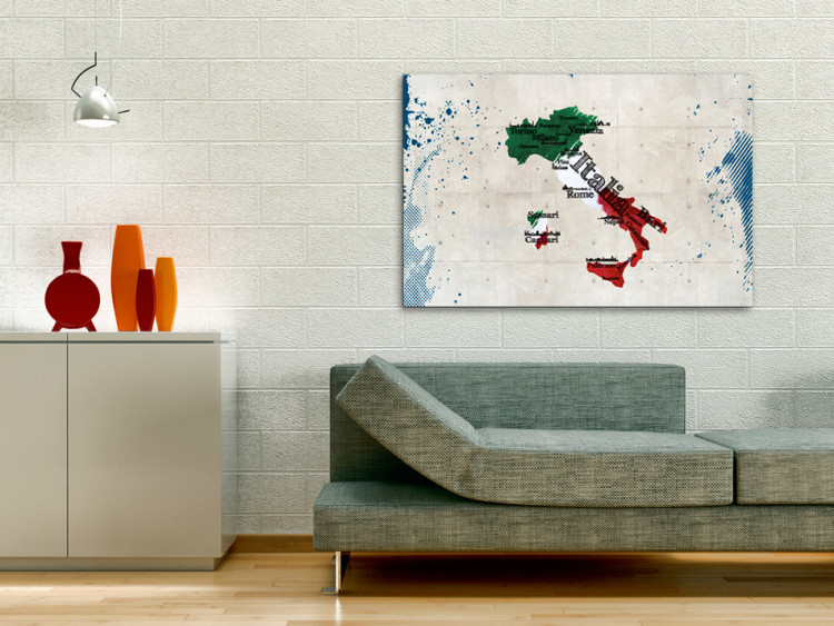 Quadro su tela Mappa italiana - grafica in colori nazionali con città segnate 55266 additionalImage 3