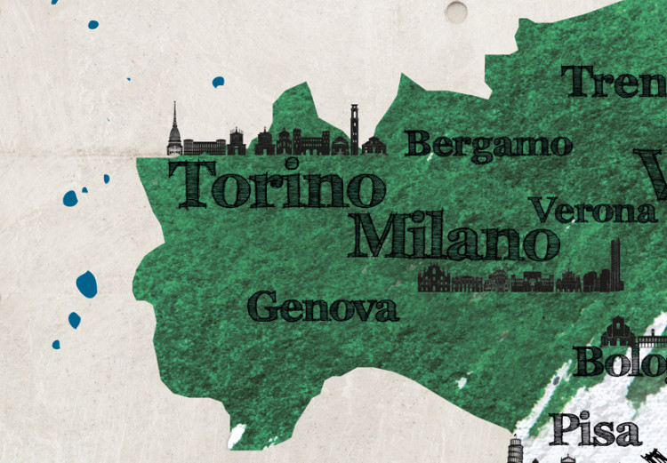Quadro su tela Mappa italiana - grafica in colori nazionali con città segnate 55266 additionalImage 5