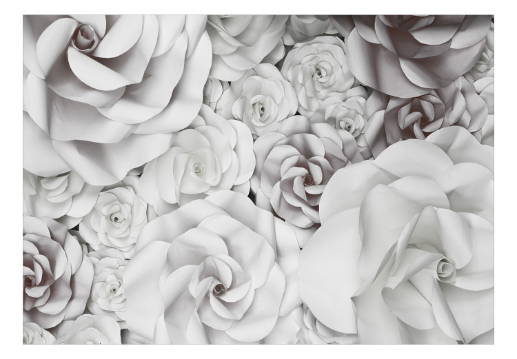 Carta da parati moderna Boccioli di rose in bianco e nero - modello monocromatico con petali di fiori 137476 additionalImage 1