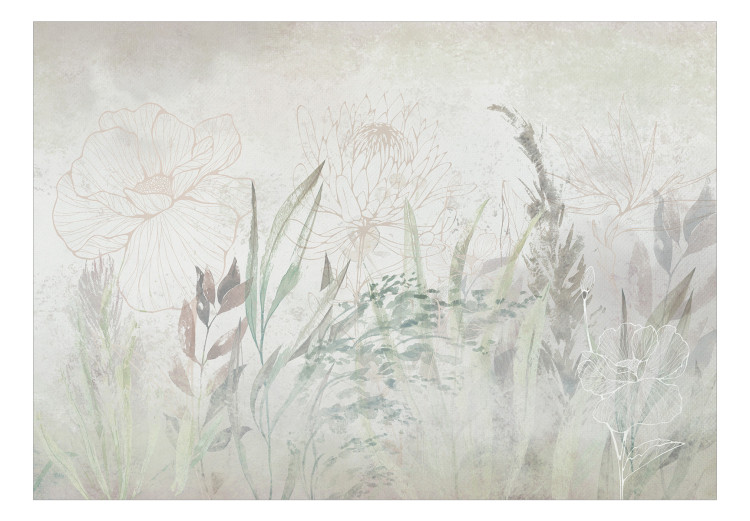 Carta da parati Boho-Style Garden - Airy Flowers and Grasses in Grays and Greens 144696 additionalImage 1