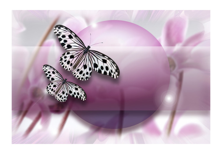 Carta da parati moderna Pianeta delle farfalle - farfalle bianche a pois su sfondo sfocato 61296 additionalImage 1