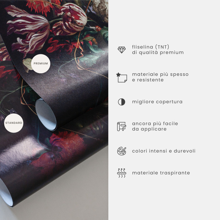 Carta da parati moderna Natura minimalista - piume viola su sfondo grigio con disegni 138407 additionalImage 5