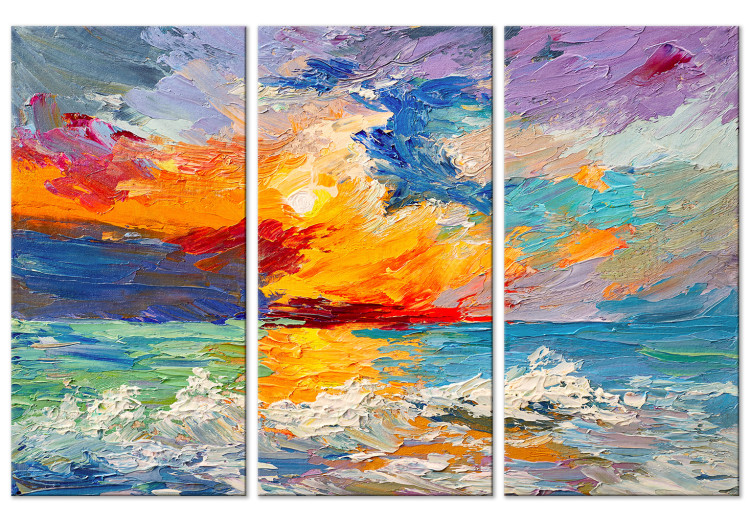 Quadro Seascape - Painted Sunset in Vivid Colors - Colorati - Astratti -  Quadri