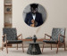 Quadro rotondo Black Panther - Beautiful Cat in a Black Suit on a Gray Background 148767 additionalThumb 4