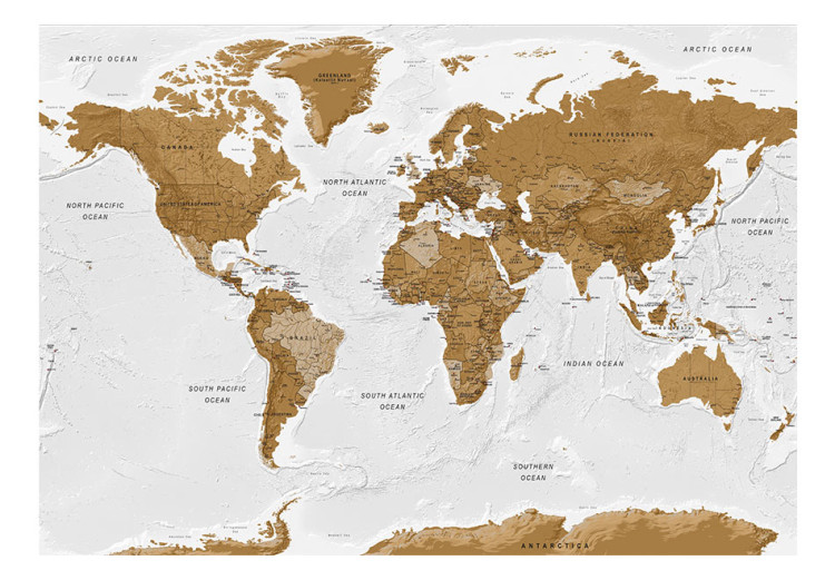Carta da parati moderna Mappa del mondo: Oceani Bianchi 94377 additionalImage 1