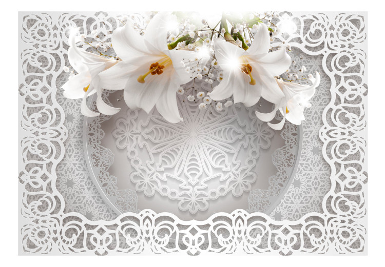 Carta da parati Ornamenti esotici - composizione con motivo floreale su sfondo bianco 108097 additionalImage 1