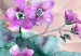 Carta da parati moderna Colibrì - uccelli su sfondo di fiori colorati in toni viola e rosa 106708 additionalThumb 7