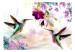 Carta da parati moderna Colibrì - uccelli su sfondo di fiori colorati in toni viola e rosa 106708 additionalThumb 1