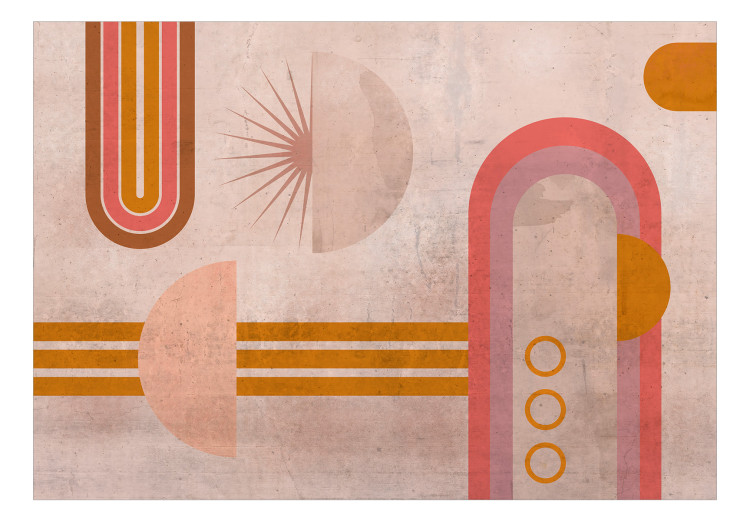 Carta da parati Geometria astronomica - ruote, archi, emisfero, strisce su sfondo rosa 135808 additionalImage 1