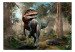 Carta da parati moderna Tirannosauro a caccia - dinosauro nella giungla con alberi per bambini 142748 additionalThumb 1