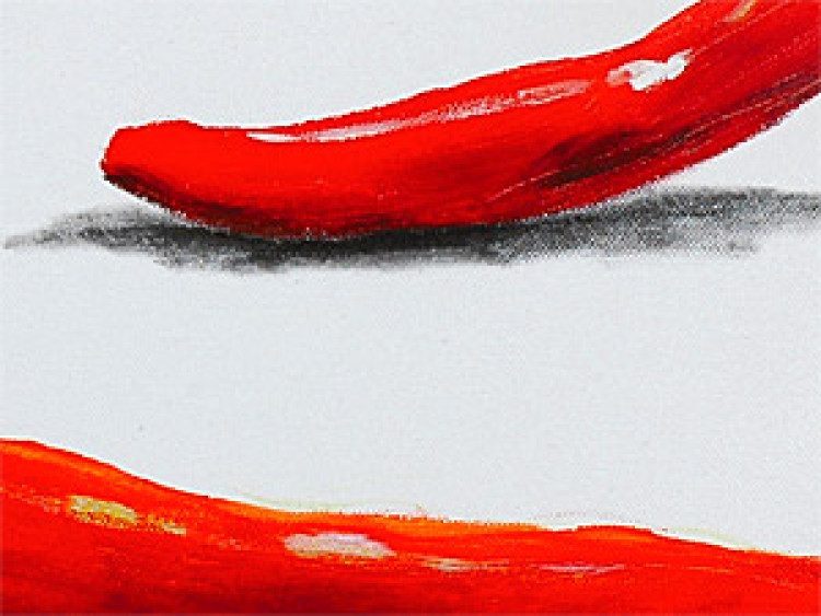 Quadro moderno Peperone (1 parte) - tre peperoncini rossi piccanti su sfondo grigio 46748 additionalImage 3