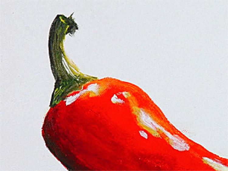 Quadro moderno Peperone (1 parte) - tre peperoncini rossi piccanti su sfondo grigio 46748 additionalImage 2