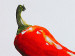 Quadro moderno Peperone (1 parte) - tre peperoncini rossi piccanti su sfondo grigio 46748 additionalThumb 2