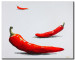Quadro moderno Peperone (1 parte) - tre peperoncini rossi piccanti su sfondo grigio 46748