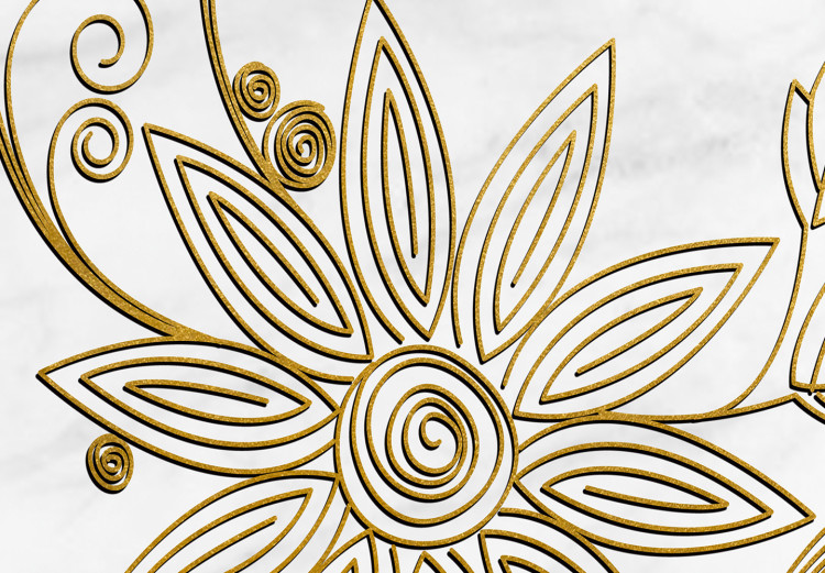 Carta da parati moderna Incisione dorata - modello floreale dorato su sfondo di color alabastro 138288 additionalImage 4
