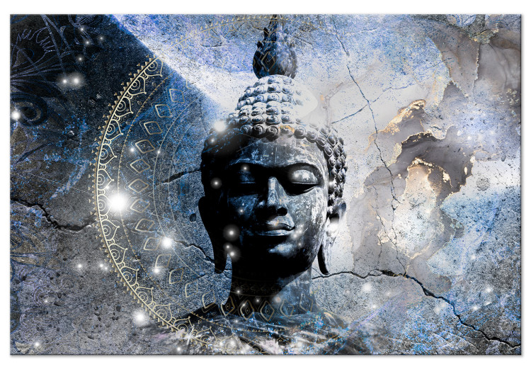 Quadro su tela Enlightened Buddha - Statue in a Blue Tone with a Mandala -  Zen - Quadri