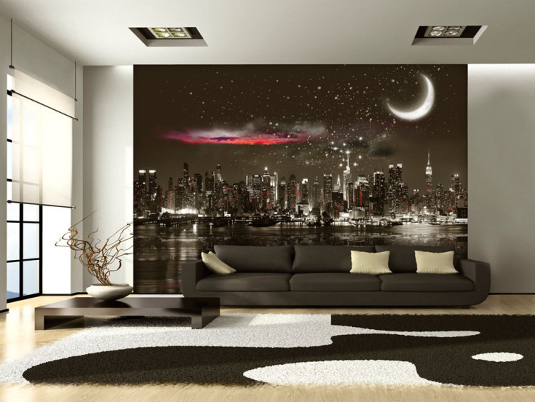 Carta da parati Cielo stellato - spazio notturno sopra l'architettura di New York 62519