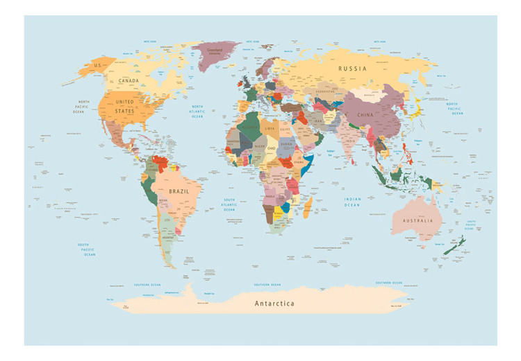 Carta da parati Lezione di geografia - mappa del mondo colorata per imparare i paesi 64329 additionalImage 1