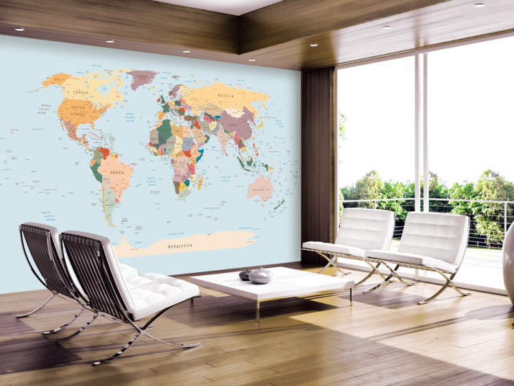 Carta da parati Lezione di geografia - mappa del mondo colorata per imparare i paesi 64329